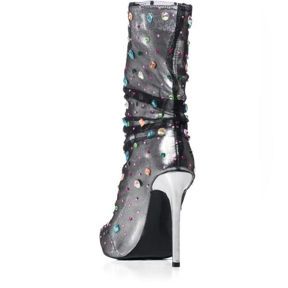 Azalea Wang Women's Liora Stiletto Mid-Calf Bootie Pointed Toe Black - Picture 11 of 11